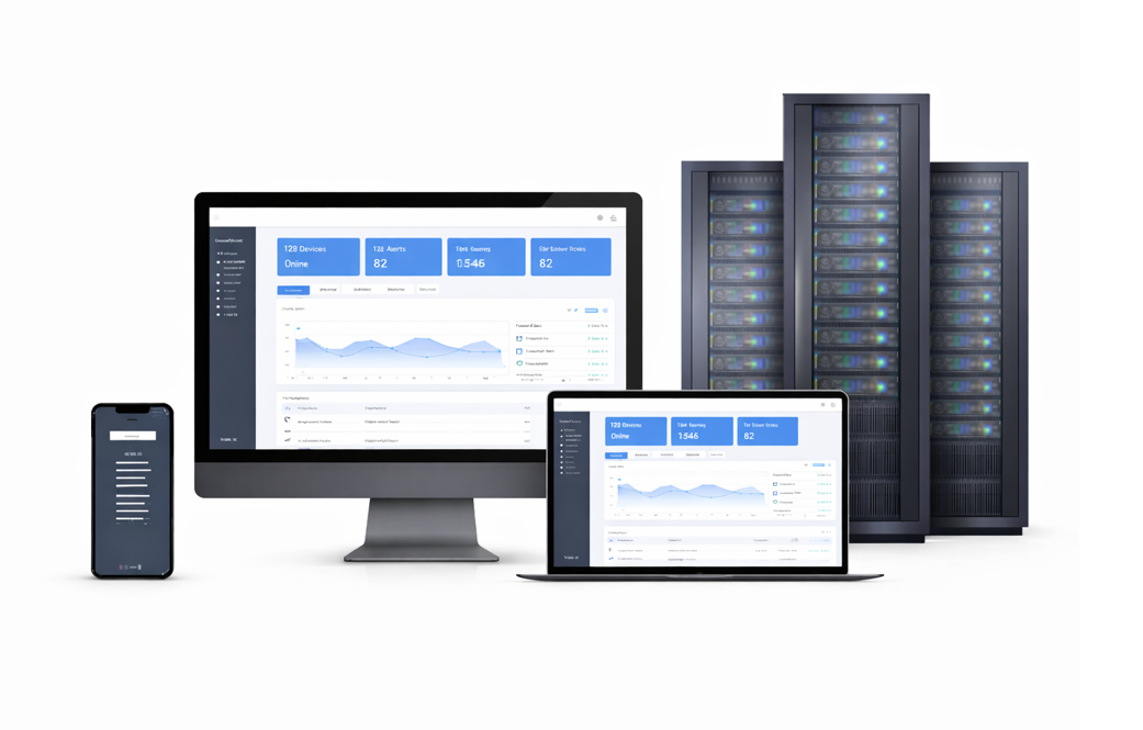 iMonnit monitoring dashboard view with live sensor readings, alerts, and equipment status.